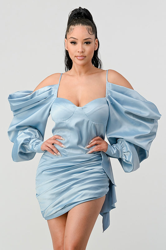 Satin Powder Blue Mini Dress