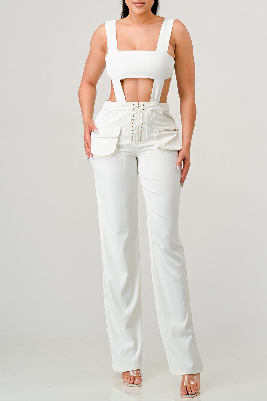 Stylish White Cut-Out Jumpsuit