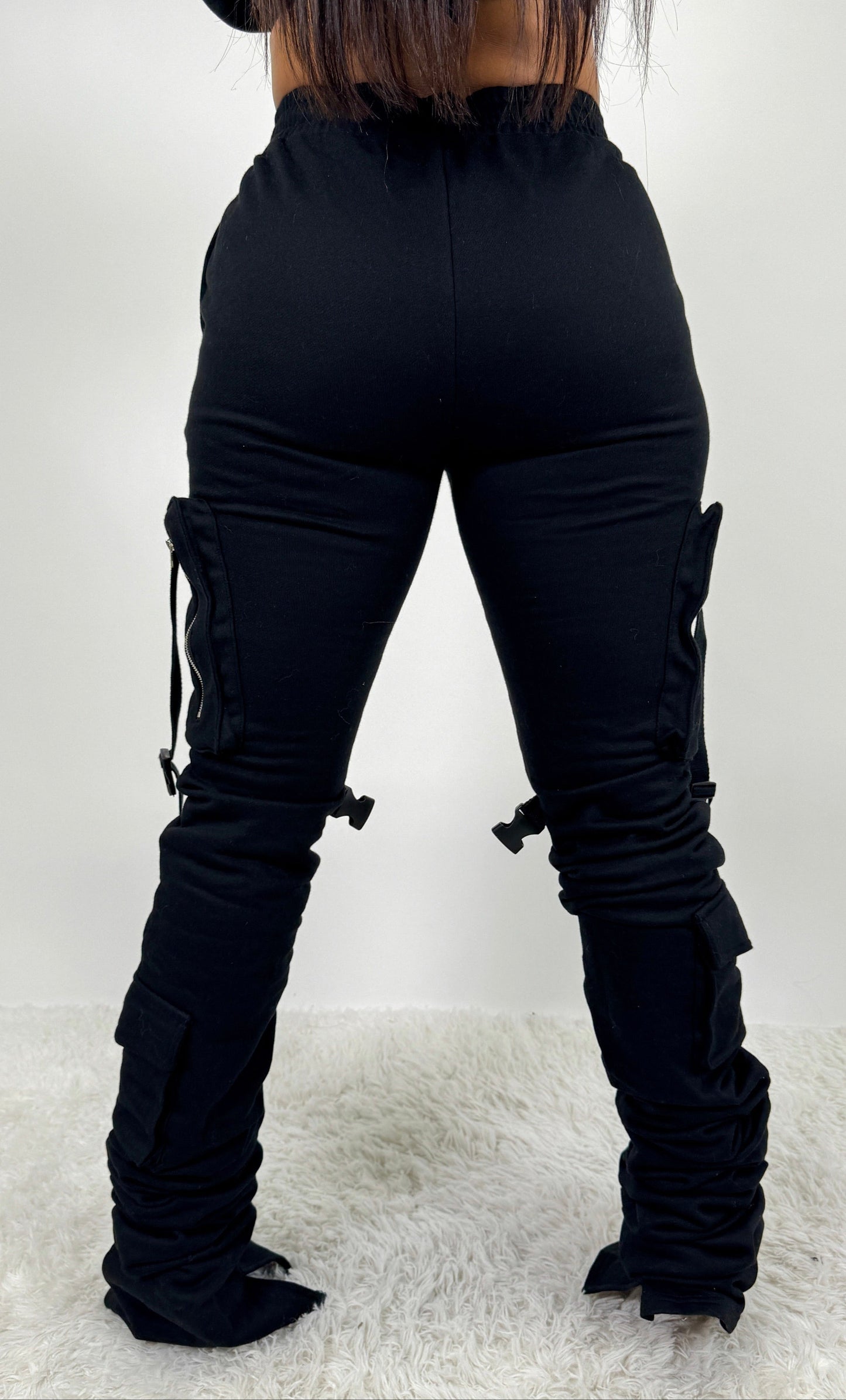 Rebellious® Clothing Co. - Women's Stacked sweatpants- Black on Black