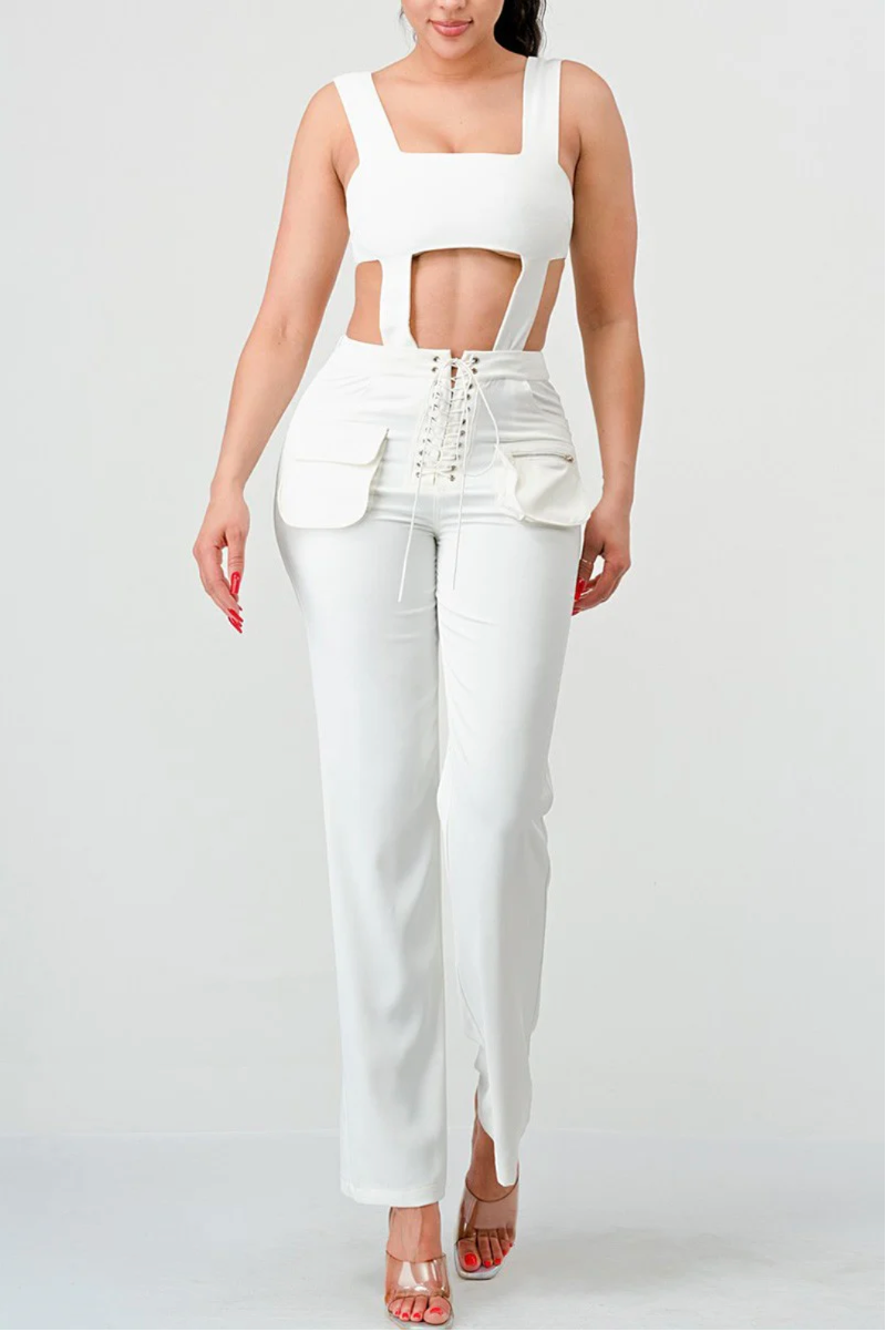 Rebellious® Clothing Co.- Women's Sexy Tank and Lace Up Front Pants Set