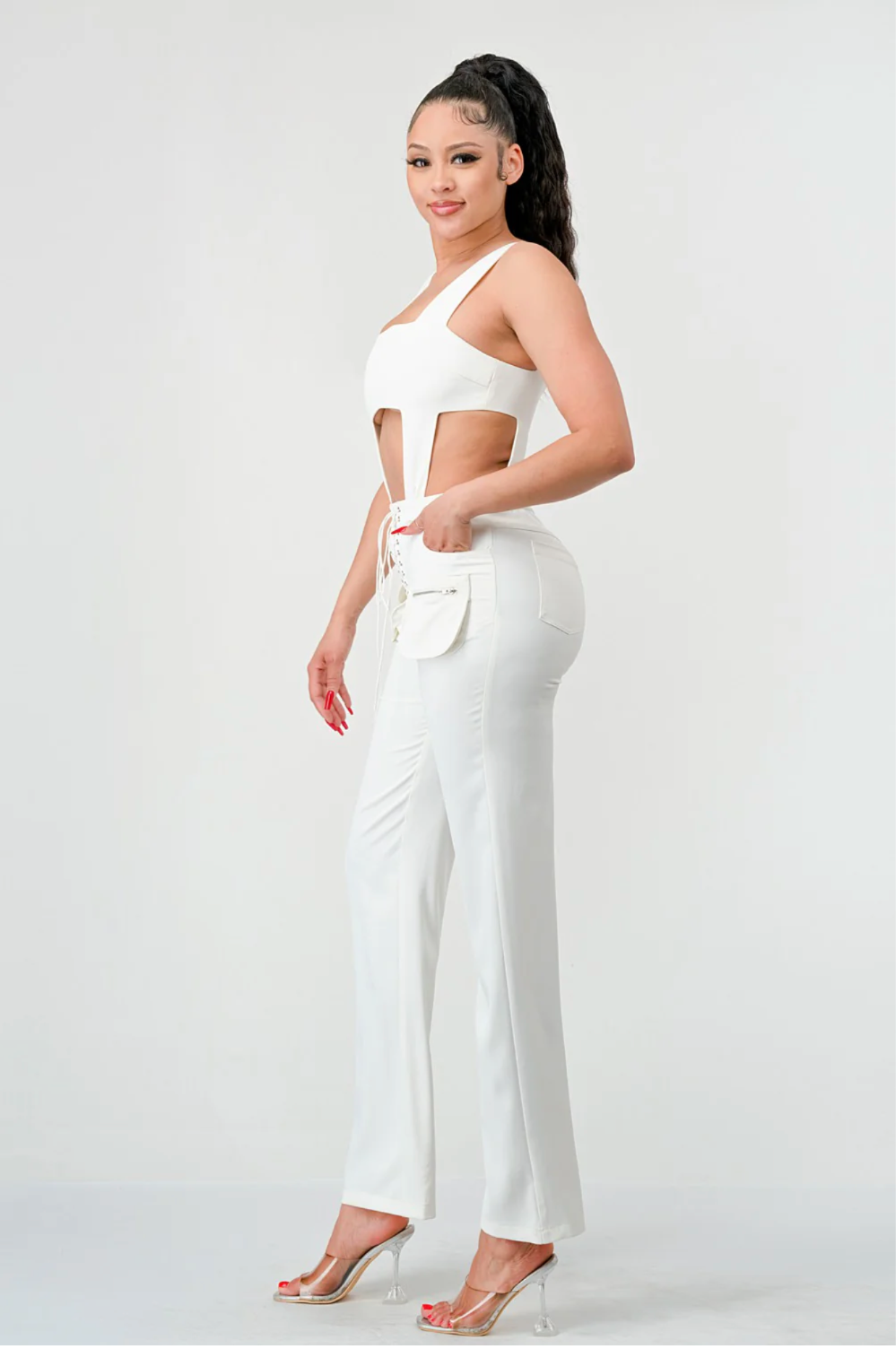 Rebellious® Clothing Co.- Women's Sexy Tank and Lace Up Front Pants Set