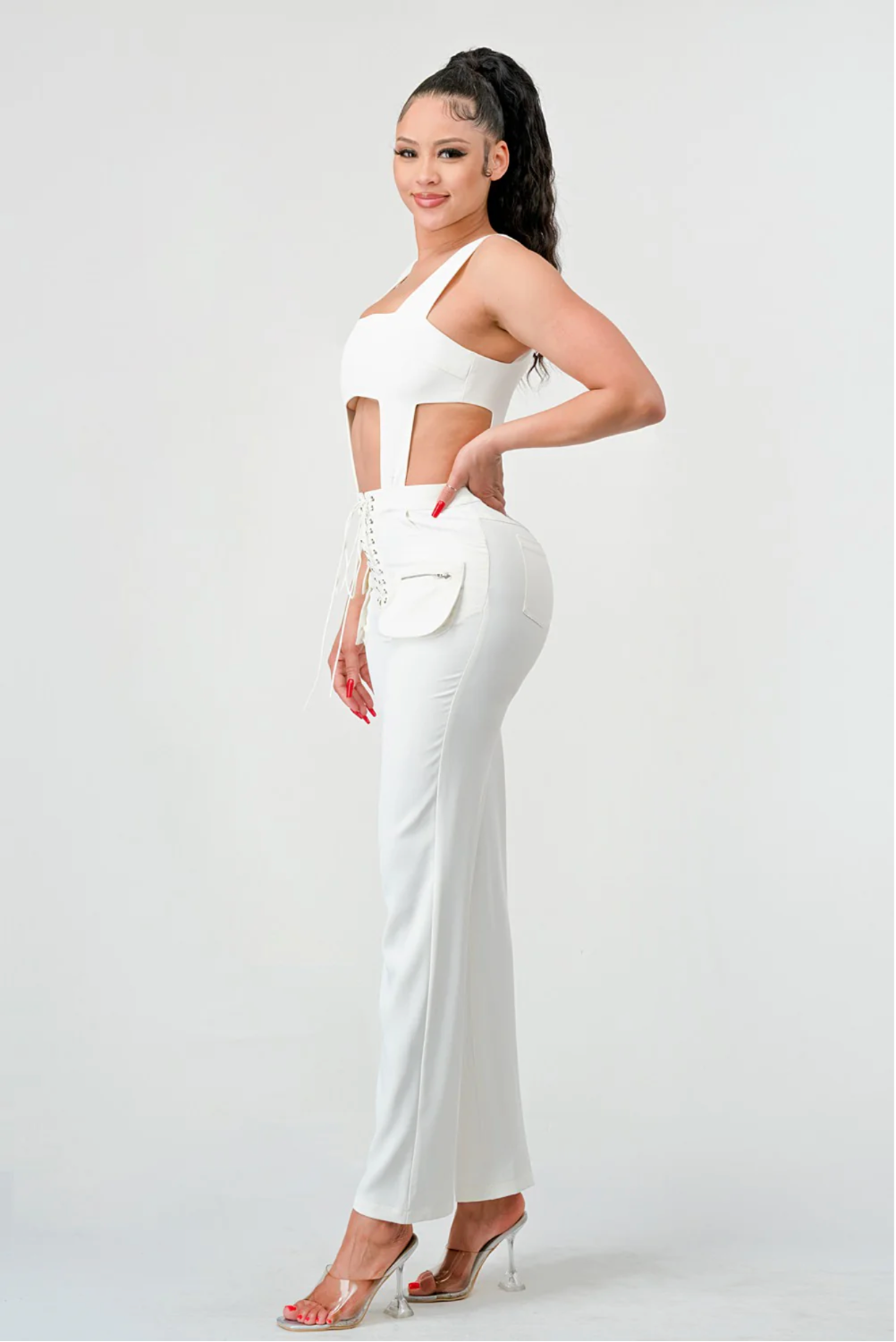 Rebellious® Clothing Co.- Women's Sexy Tank and Lace Up Front Pants Set