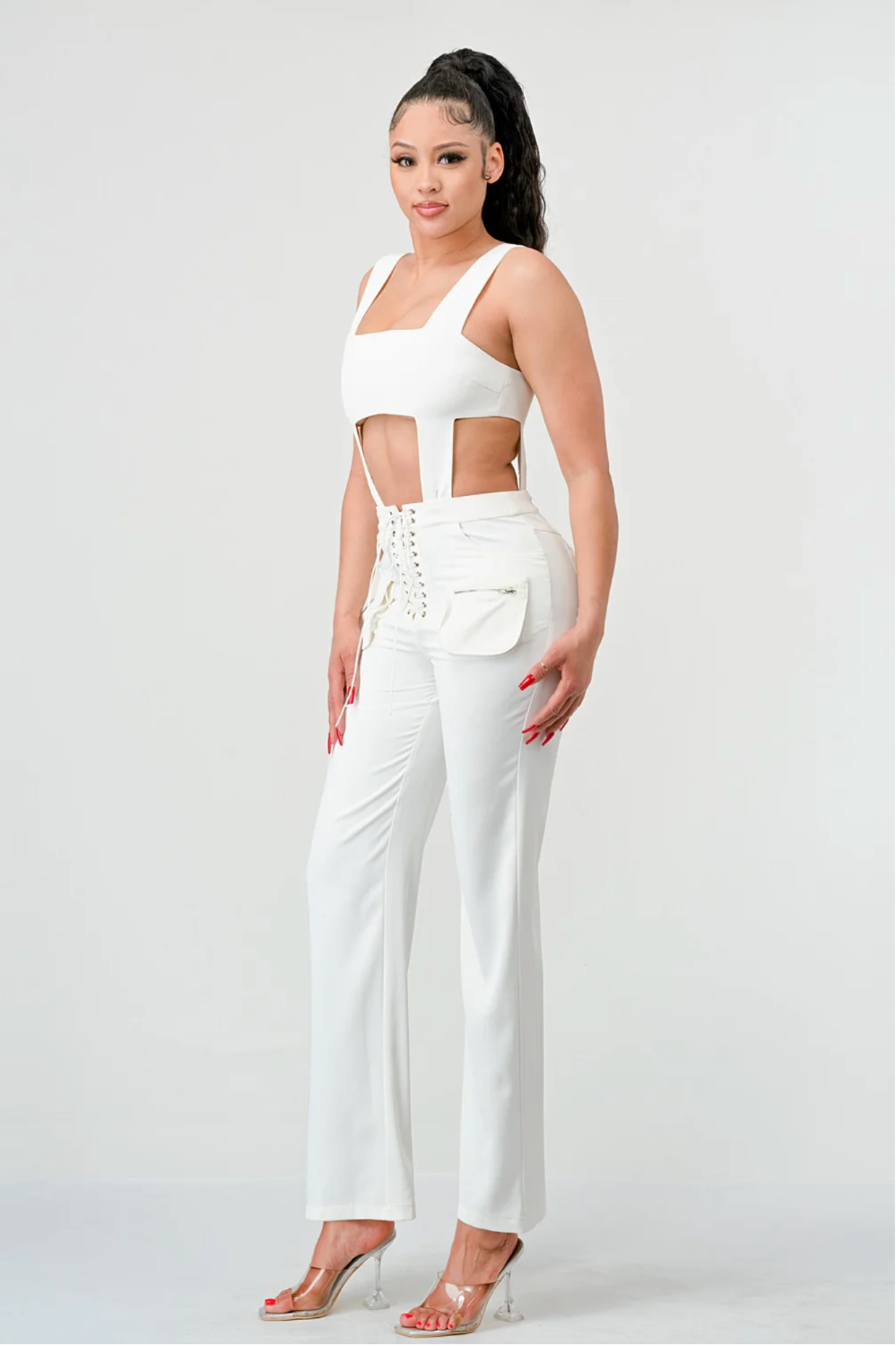 Rebellious® Clothing Co.- Women's Sexy Tank and Lace Up Front Pants Set