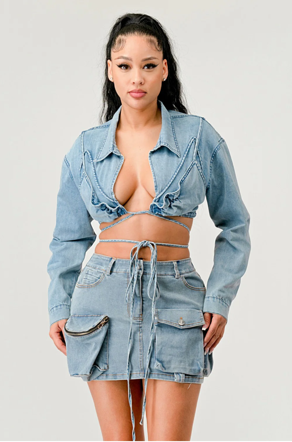 Rebellious® Clothing Co.- Women's Denim Wrap Top