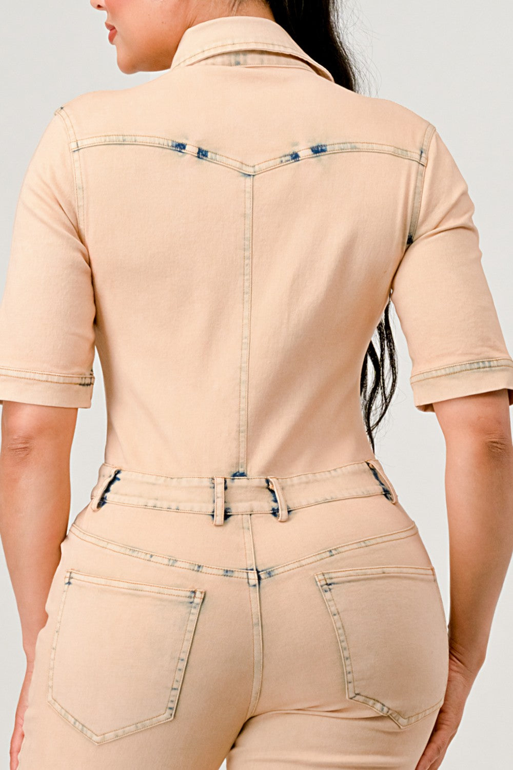 Summer Peach Flare Leg Jumpsuit