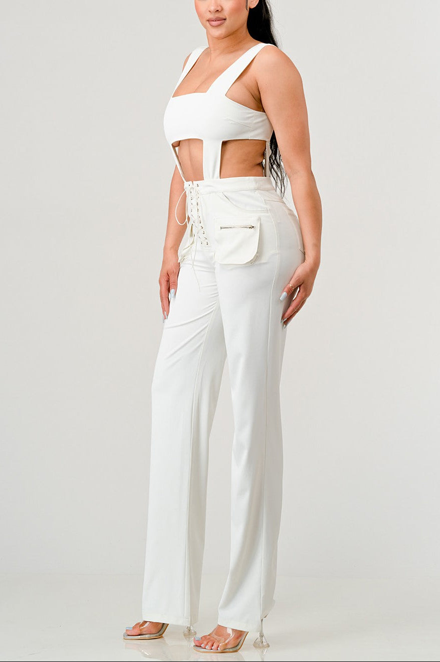 Stylish White Cut-Out Jumpsuit