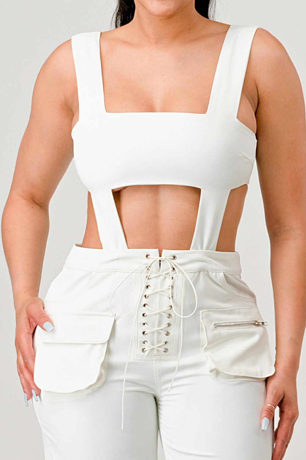 Stylish White Cut-Out Jumpsuit