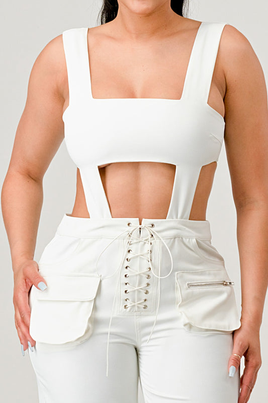 Stylish White Cut-Out Jumpsuit