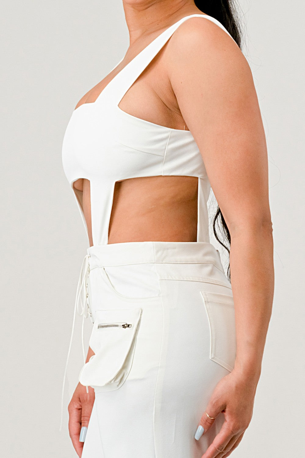 Stylish White Cut-Out Jumpsuit