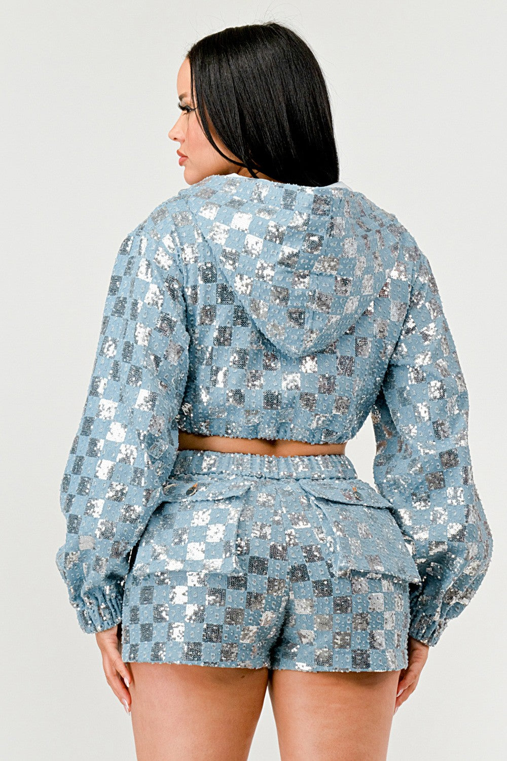 2-Pc Denim Shorts Jumper Set