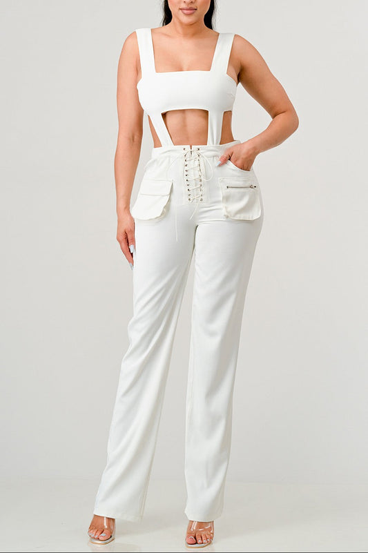 Stylish White Cut-Out Jumpsuit