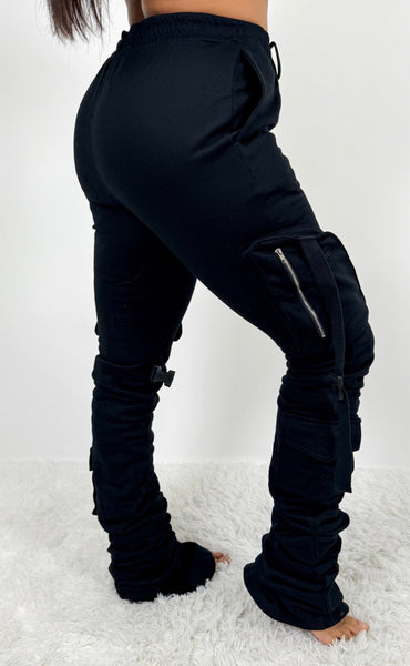 Rebellious™️ Clothing Co. - Women's Stacked sweatpants- Black on Black