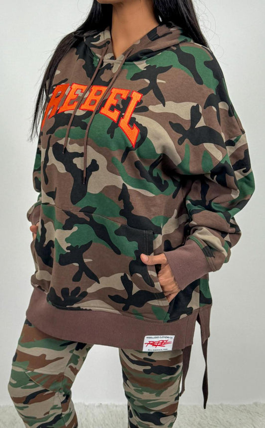 Rebellious™️ Clothing Co. - Women Camouflage Hoodie Long Fleece