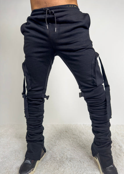 Rebellious™️ Clothing Co. - Men's Stacked Joggers - Black on Black