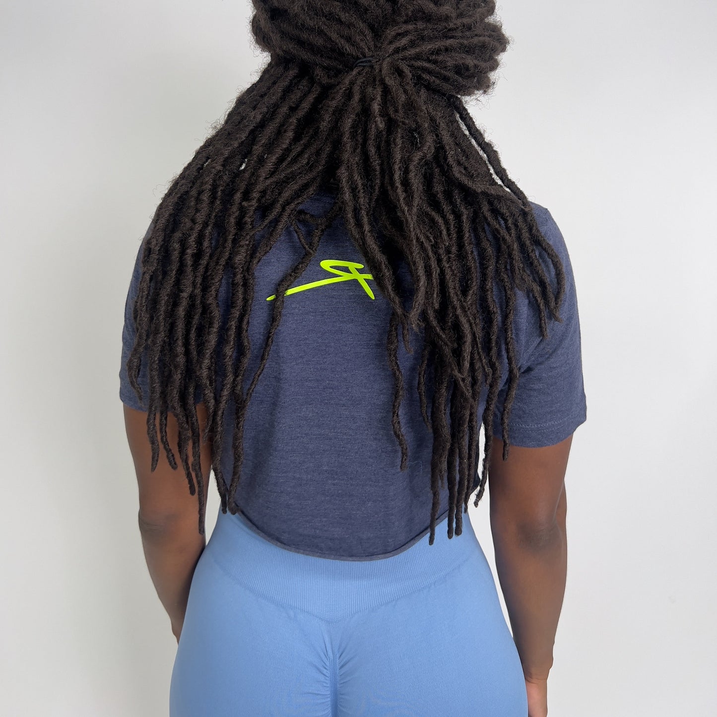 Rebellious® Clothing Co. - Women's Rebel Crop top shirt - Blue Steel / Neon Yellow
