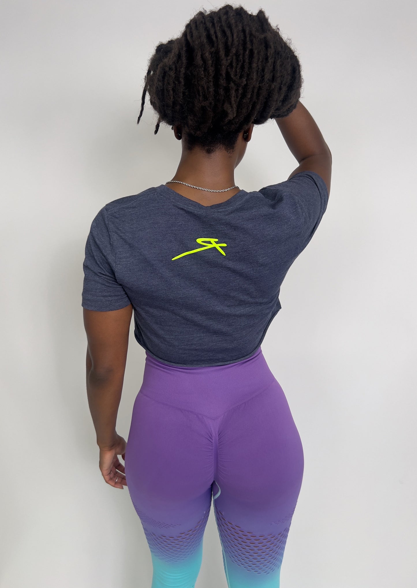 Rebellious® Clothing Co. - Women's Rebel Crop top shirt - Blue Steel / Neon Yellow