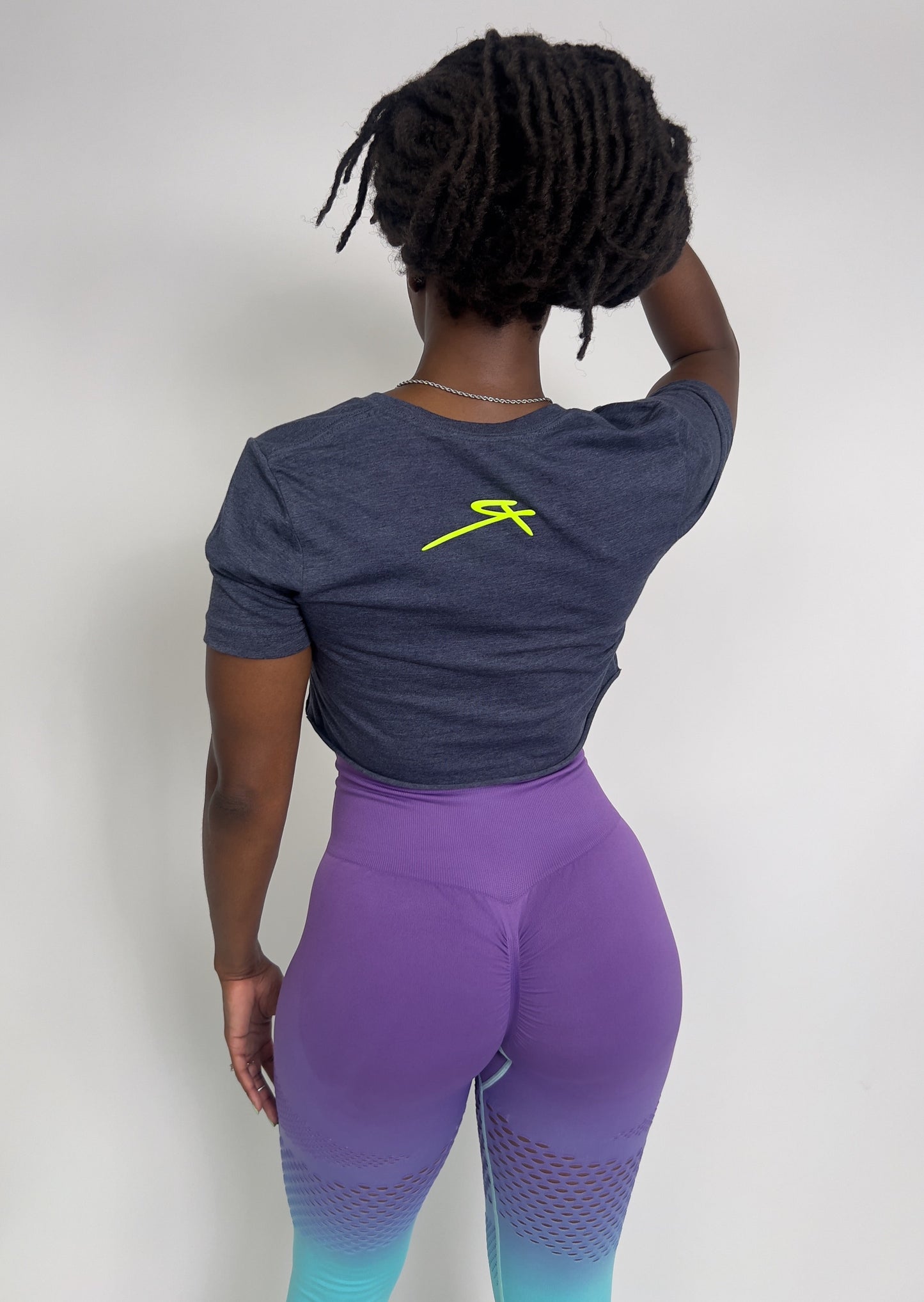 Rebellious® Clothing Co. - Women's Rebel Crop top shirt - Blue Steel / Neon Yellow