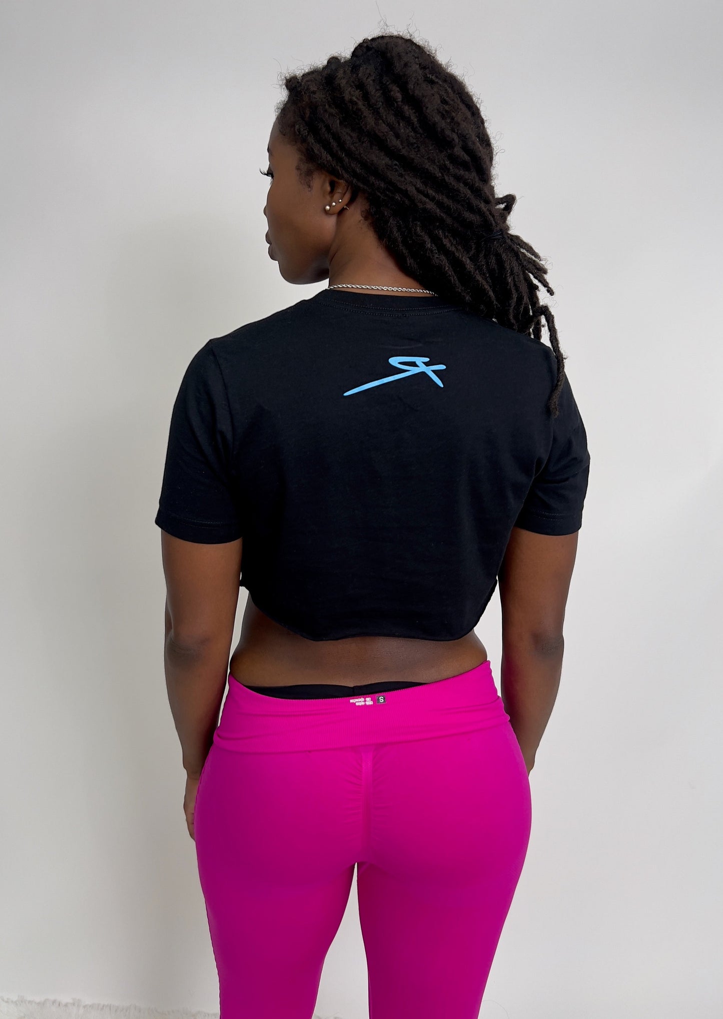 Rebellious® Clothing Co. - Women's Rebel Crop top shirt - Blk / Baby Blue