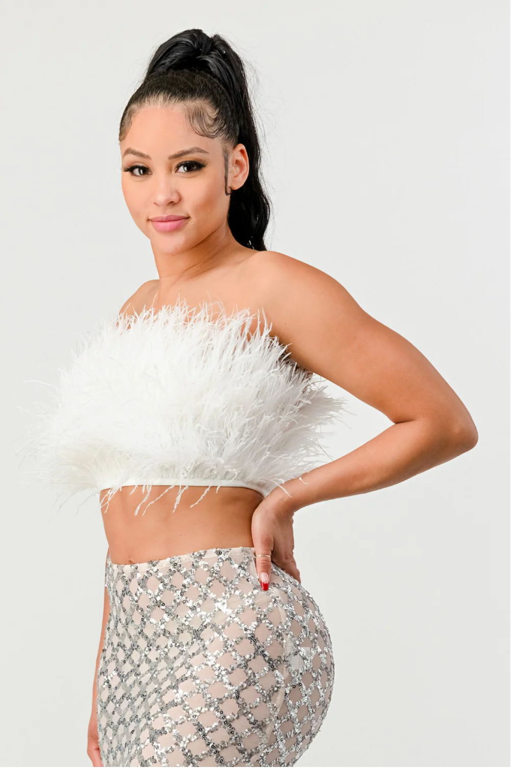 Rebellious® Clothing Co.- Women's Love The Fluffy Fur Crop Top - White