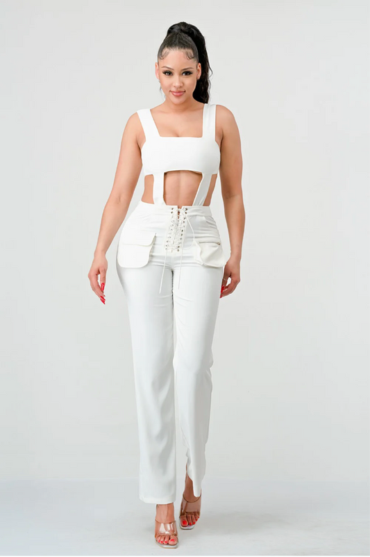 Rebellious® Clothing Co.- Women's Sexy Tank and Lace Up Front Pants Set