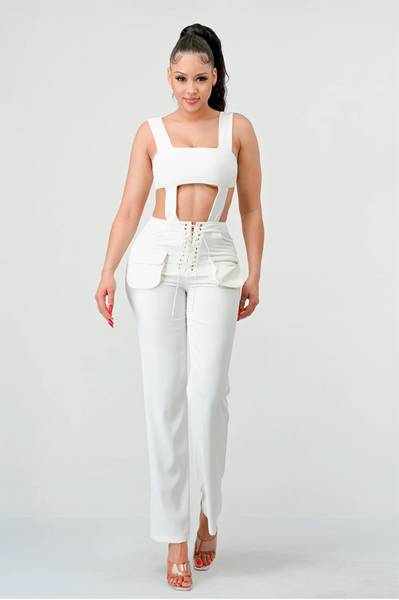 Rebellious® Clothing Co.- Women's Sexy Tank and Lace Up Front Pants Set