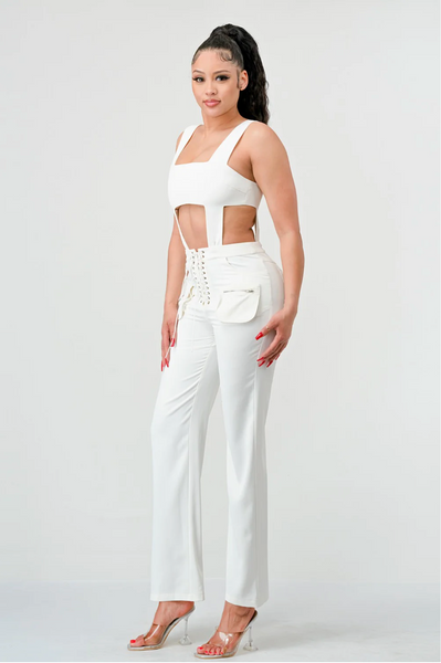 Rebellious® Clothing Co.- Women's Sexy Tank and Lace Up Front Pants Set